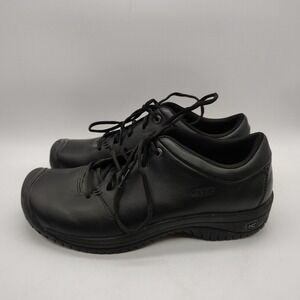 Keen PTC Oxford Black Leather Work Shoes Womens 11 Slip Resistant 1006999